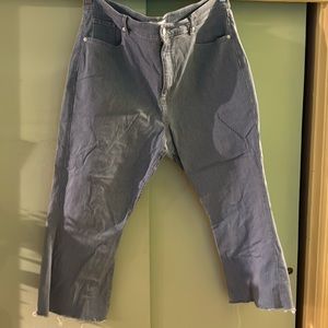 Loft, high rise, kick crop, pin stripe, PETITE — 18/34